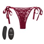 Remote Control Lace Thong Set - Burgundy - Image 5