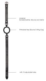 Silicone Ring Gag With Adjustable Bonded Leather Staps - Black - Image 6