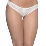Crotchless Thong With Pearls and Venise Detail - White - 3x4x