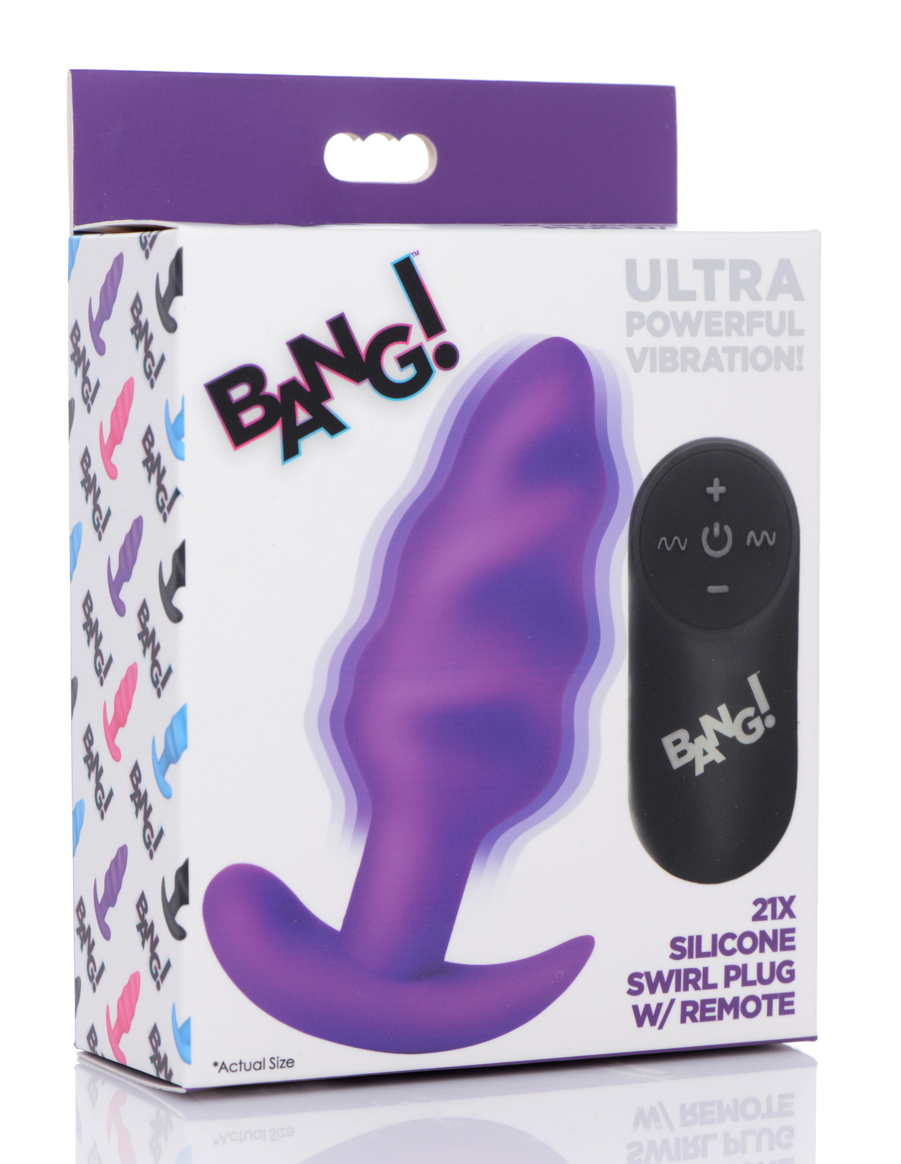 nyzOG2mmBHN004gr2oAbAJyl8zIanOmm 21x Silicone Swirl Plug With Remote - Purple - Image 1