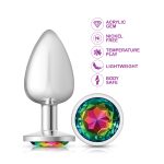 Rainbow Round Gem Silver Metal Plug - Lg - Image 5
