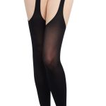 Sheer Suspender Pantyhose - One Size - Black