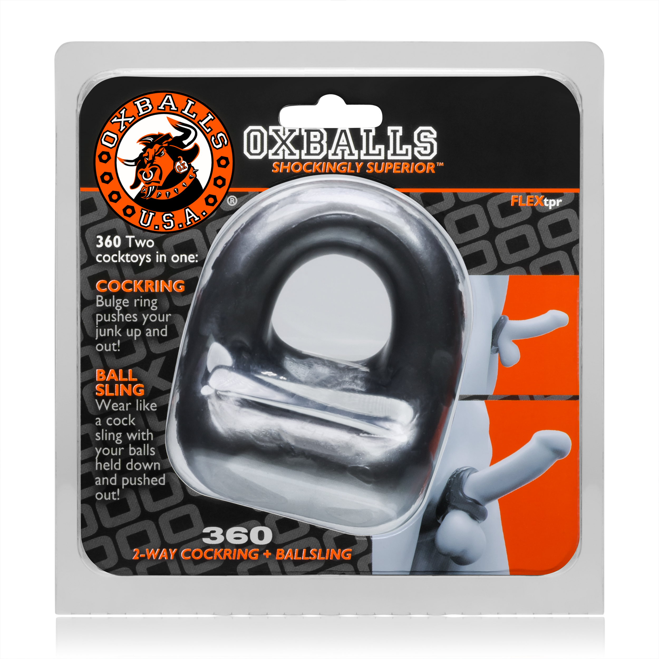 oLpI0LCb1vsU0kHzJk9ElcjYmWUcVKi9 360 2- Way Cockring and Ballsling - Steel - Image 1