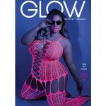 Hypnotic Crisscross Stripe Bodystocking - Queen - Neon Pink