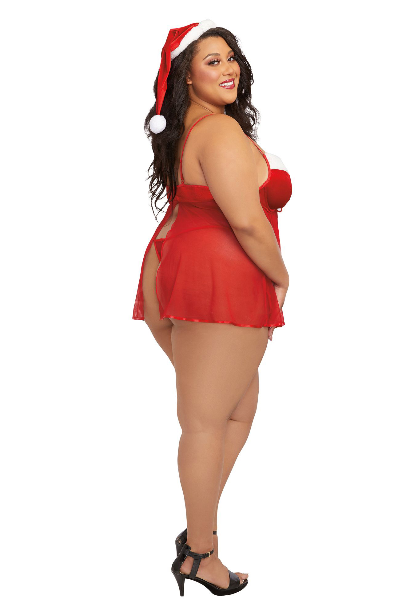 p3naacay3YL2tkyV18AePQHiGrOCsVdg Santa Babydoll, Thong and Hat - 3x - Lipstick Red - Image 1