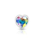Clear Iridescent Heart Gem Silver Metal Plug - Lg - Image 5