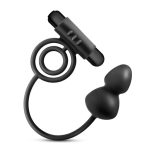 Anal Adventures - Platinum - Silicone Anal Plug With Vibrating C-Ring - Black - Image 2