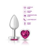Bright Pink Heart Gem Silver Metal Plug - Sm - Image 5