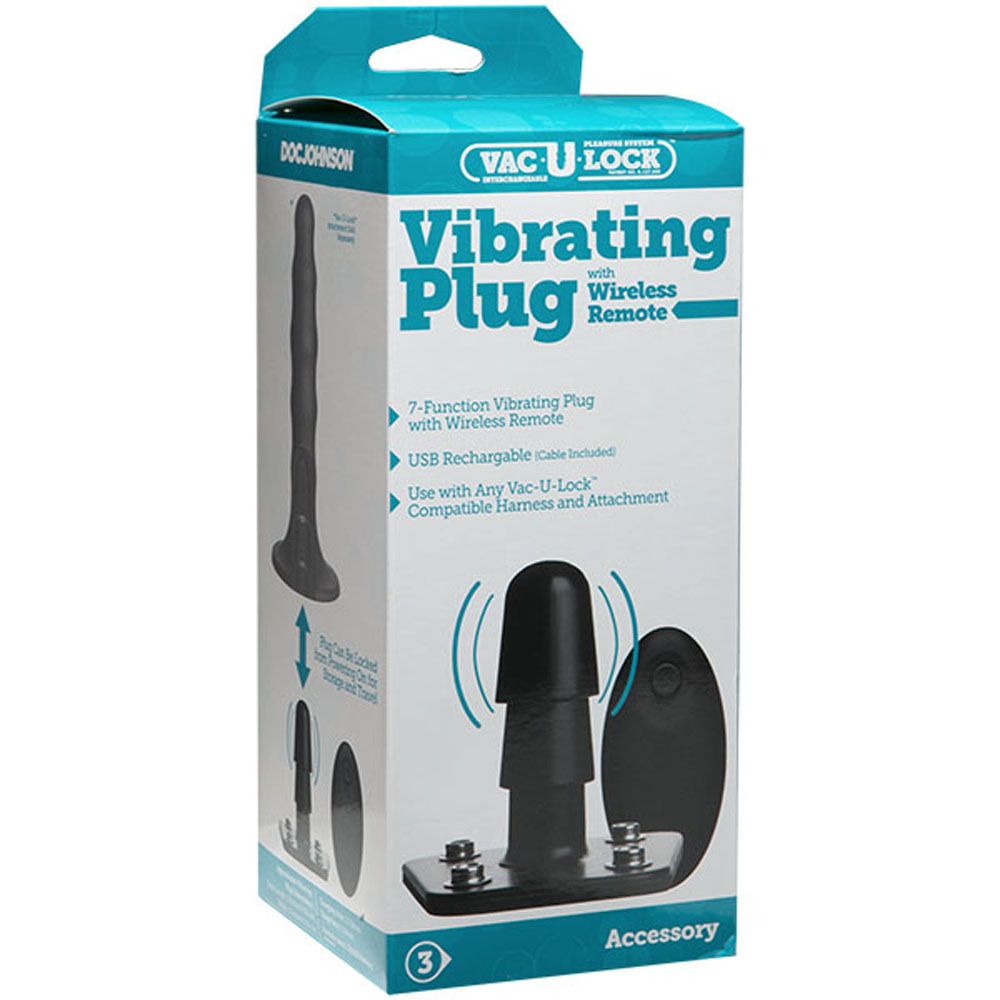 q1TZOVeSzGrbkVjdaBap1wM3BzMSXLju Vac-U-Lock - Vibrating Plug With Snaps & Wireless Remote - Black - Image 1