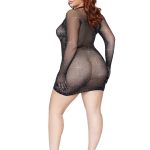 Rhinestone Fishnet Gloved Dress - 1x/2x