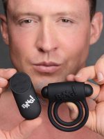 Bang - Silicone Cock Ring and Bullet With Remote Control - Black - Image 4