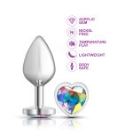 Clear Iridescent Heart Gem Silver Metal Plug - Md - Image 5
