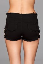 Denim Shorts With Belt Buckle Side Details and Faux Back Pockets - Medium - Image 3