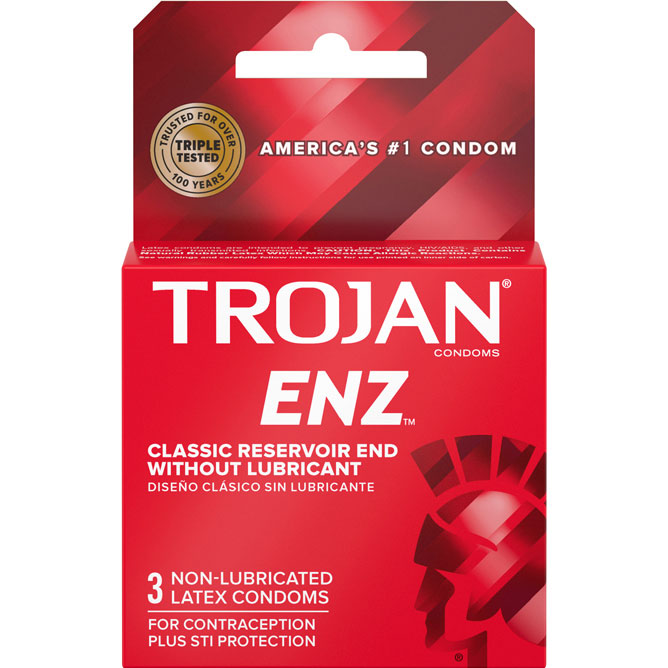 rMc6iwdL Trojan Enz Non-Lubricated Condoms - 3 Pack - Image 1
