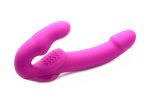 Evoke Rechargeable Vibrating Silicone Strapless Strap on - Pink - Image 2