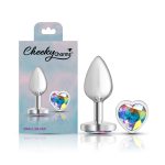 Clear Iridescent Heart Gem Silver Metal Plug - Sm - Image 8