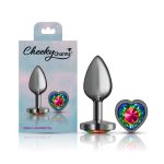 Rainbow Heart Gem Gunmetal Metal Plug - Sm - Image 3