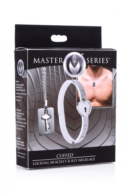 rdLKZG0ZYnXQykxYeqxe9ercMHRsSTAt Cuffed Locking Bracelet and Key Necklace - Image 1