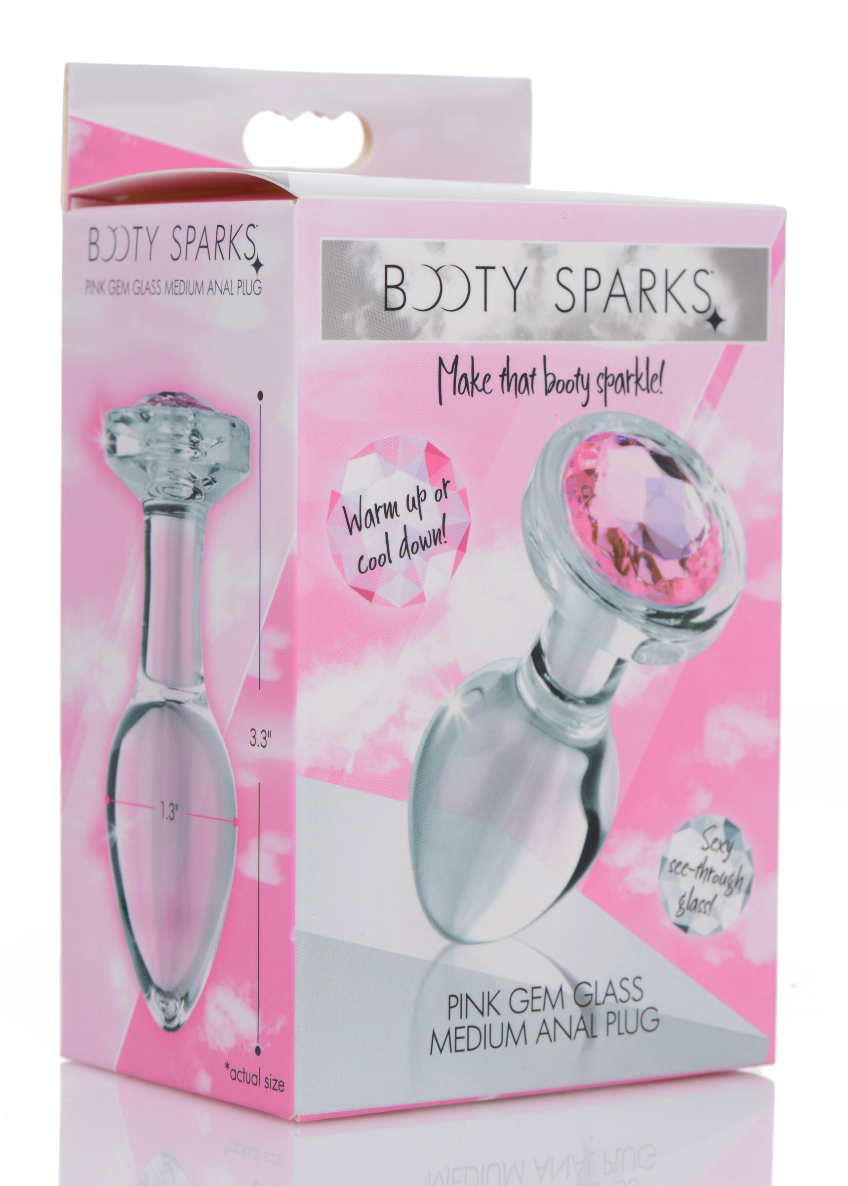 rh0RR80xi1PRFICActSOSpSh1K8dFjAT Pink Gem Glass Anal Plug - Medium - Image 1