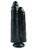 King Cock 9" Two Cocks One Hole - Black - Image 2