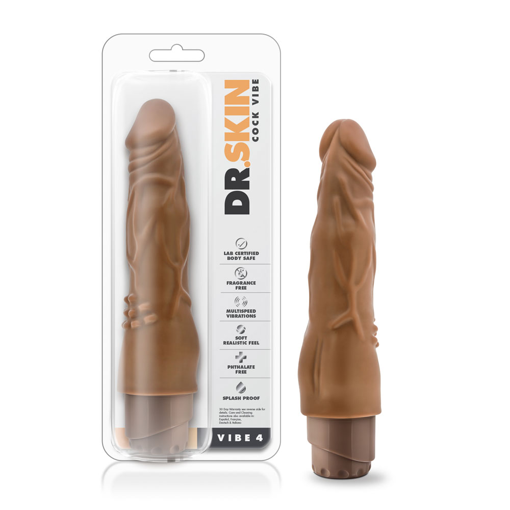 www.blushnovelties.com Dr. Skin - Cock Vibe 4 - 8 Inch Vibrating Cock - Mocha - Image 1
