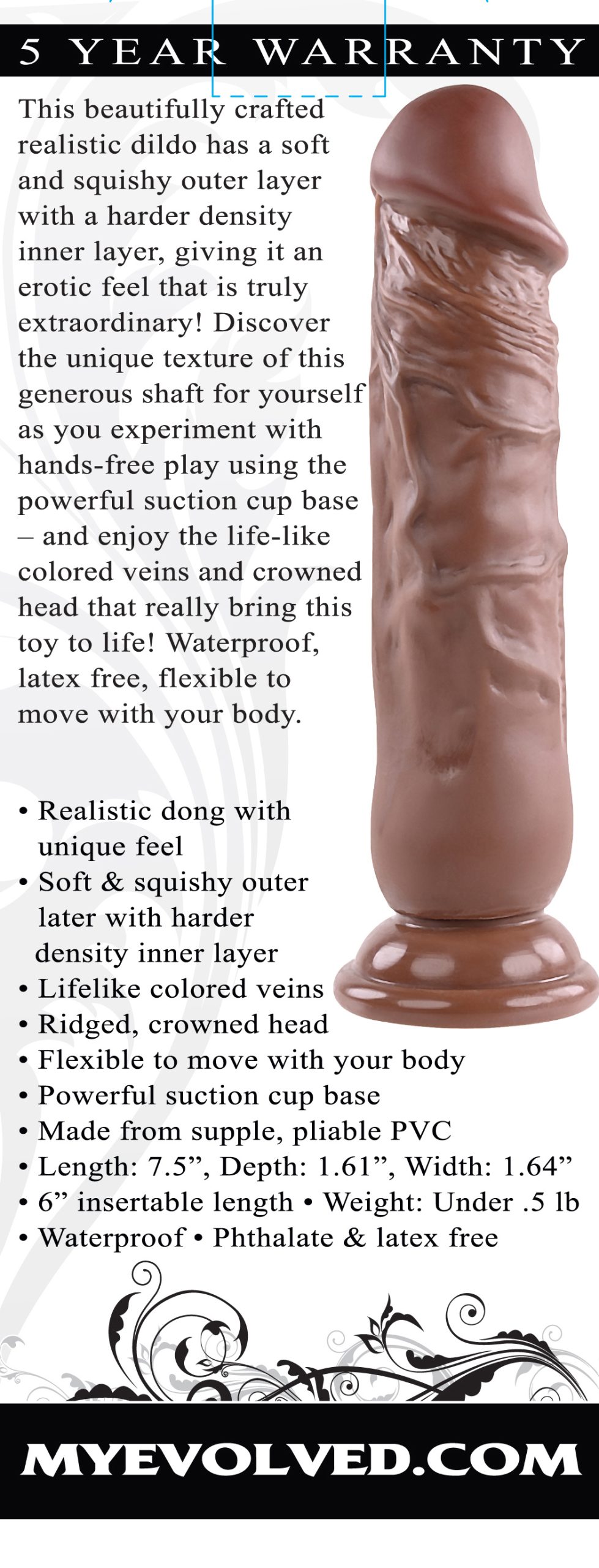 sJFIHHwGohxlHkNC0w0UAQFRJg9FK4hg Realistic Dong - 7 Inches - Dark - Image 1