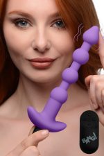 Bang - Vibrating Silicone Anal Beads and Remote Control - Purple - Image 5