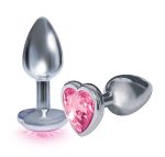The 9's the Silver Starter Heart Bejeweled Stainless Steel Plug - Pink - Image 2