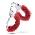 Temptasia - Plush Fur Cuffs - Burgundy - Image 5