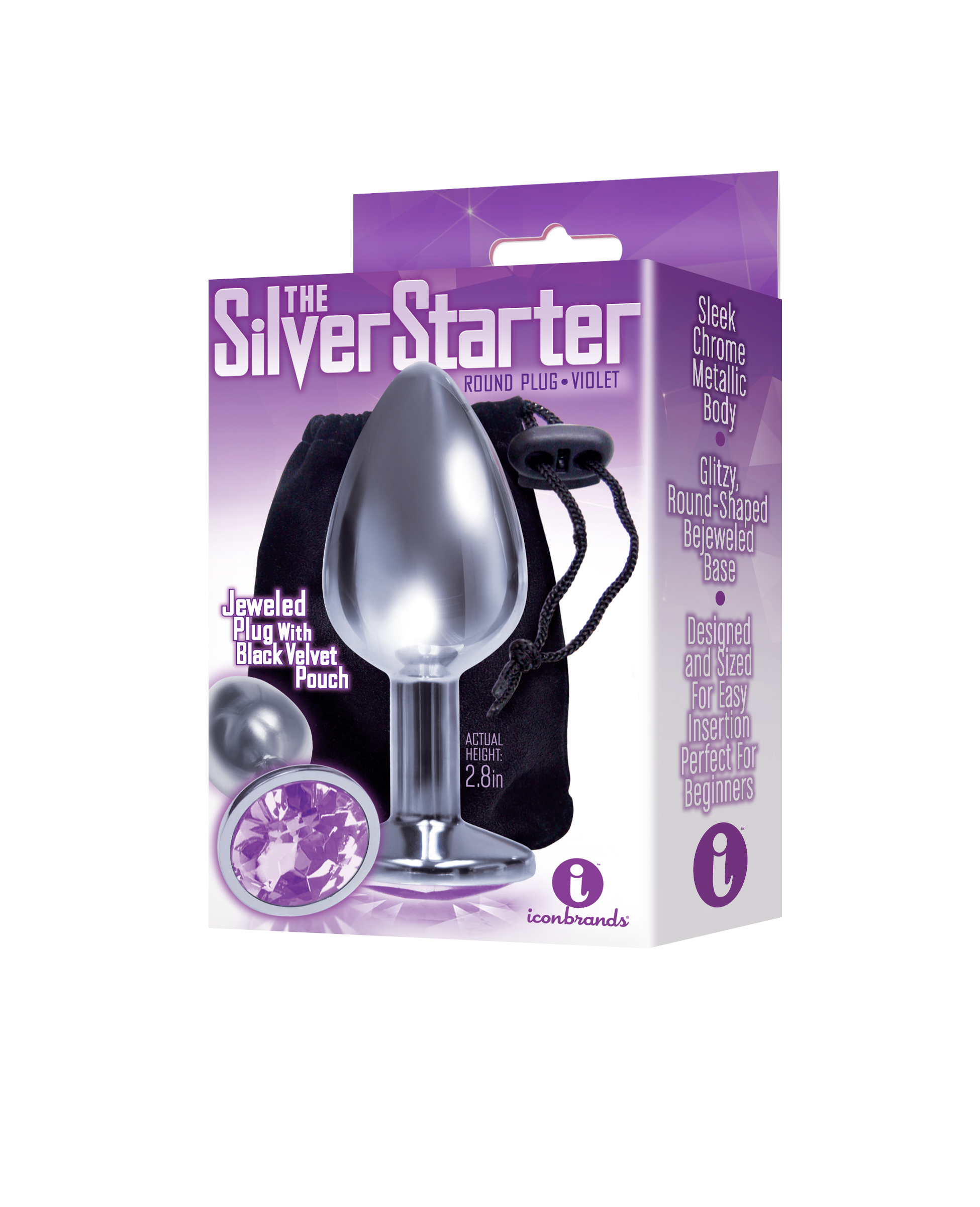 t8CCe3Cx8Q5NaPg6hyIJ36yAWsWvhhMH The 9's the Silver Starter Bejeweled Stainless Steel Plug - Violet - Image 1