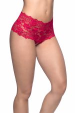 Crotchless Lace Boyshort - 1x/2x - Red - Image 2