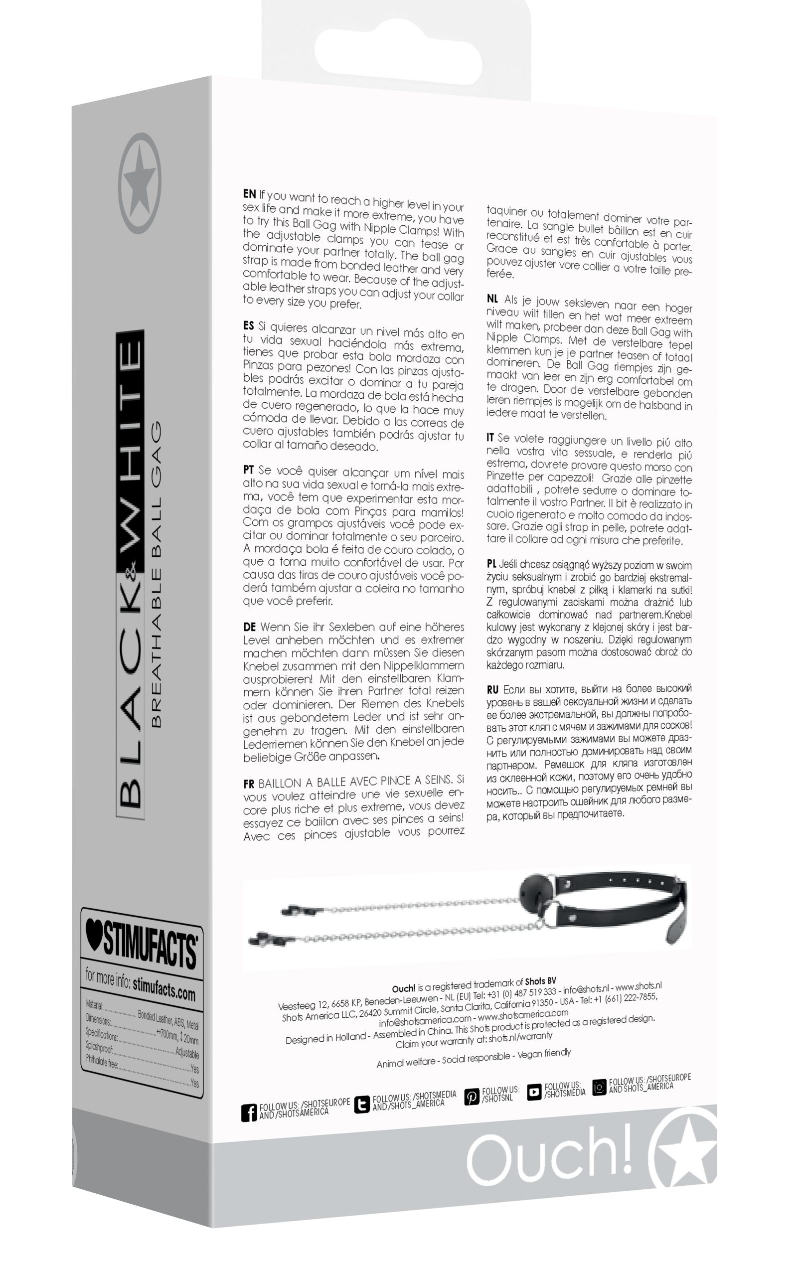 tXsFBLqi1SSUTAKmUayN2pH6A02GF6ro Breathable Ball Gag With Nipple Clamps - Black - Image 1