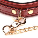 6 Piece Burgundy Bondage Set Burgundy Cuffs, Collar and Leash - Image 3