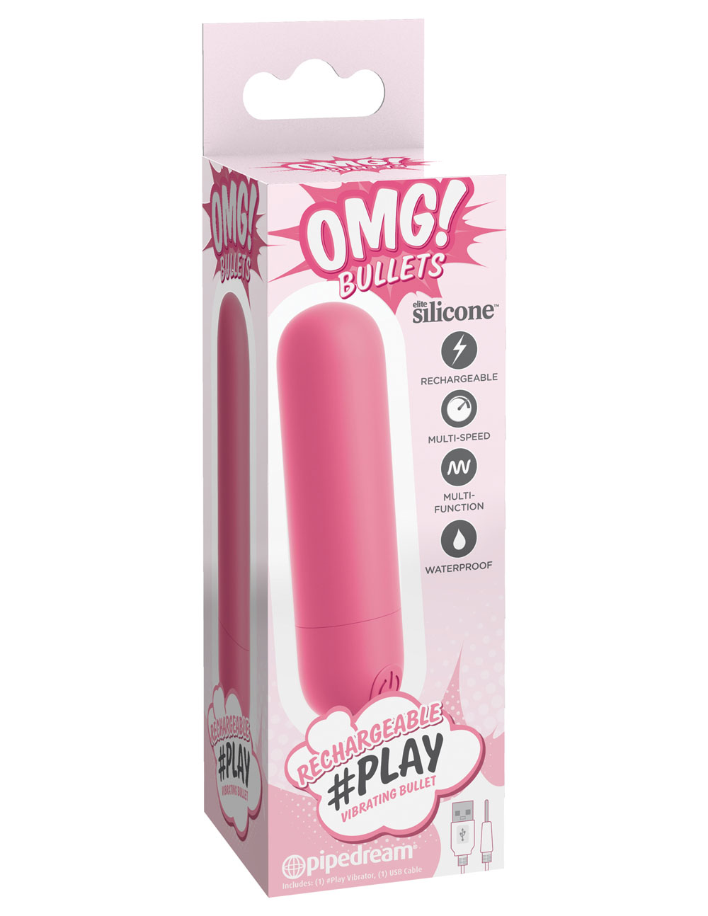 u88ztJ6PTRS4KF0AStlsHCki1rTZI784 Omg! Bullets Play Rechargeable Vibrating Bullet - Pink - Image 1