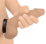 Leather and Velcro Cock Ring - Black - Image 2