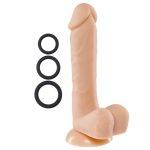 Pro Sensual Premium Silicone 8 Inch Dong With 3 Cockrings - Flesh - Image 2