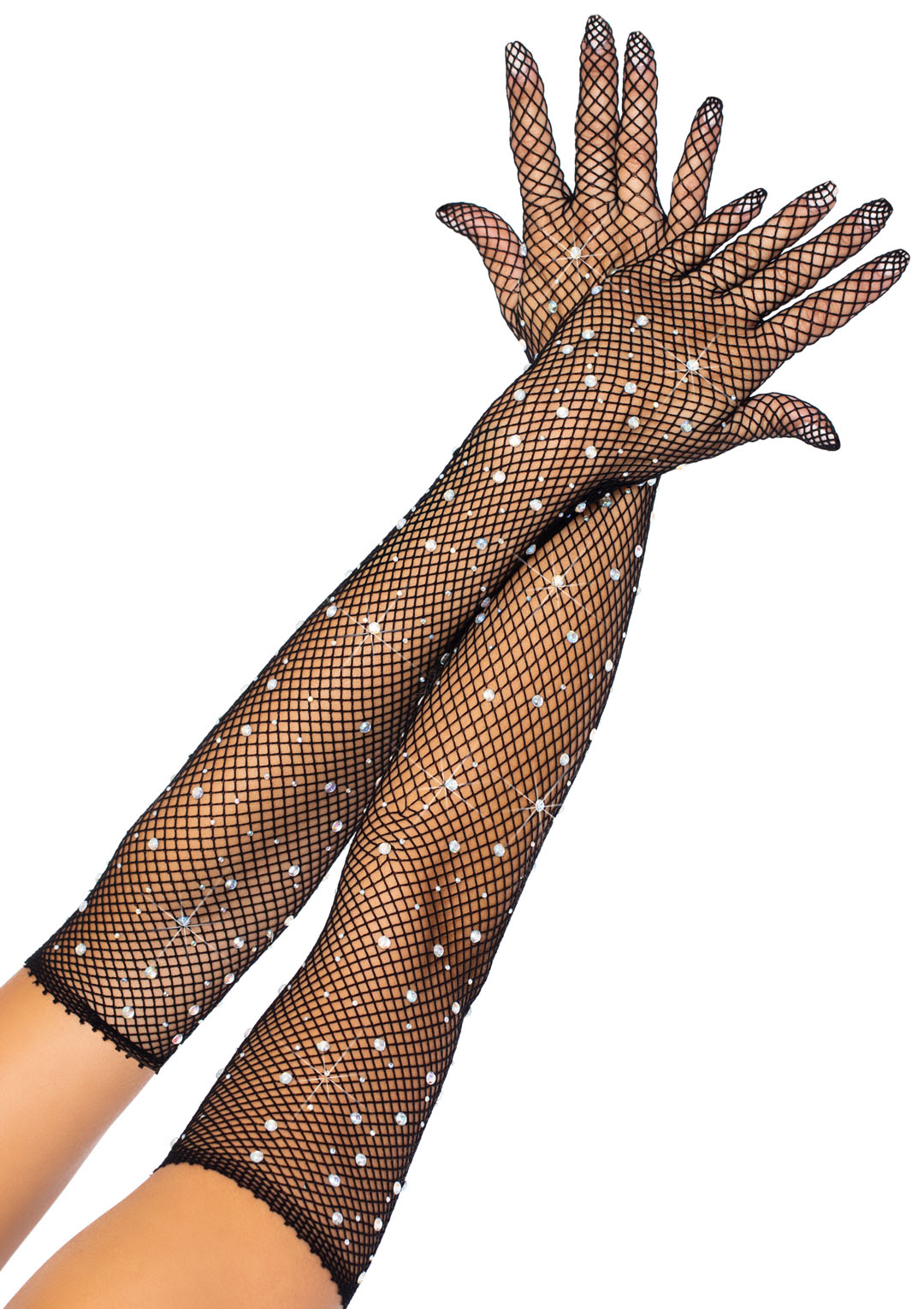 v6bMttkDx0IJS3twcsDQbWFx8Rly0myU Rhinestone Fishnet Long Gloves - Black - Image 1