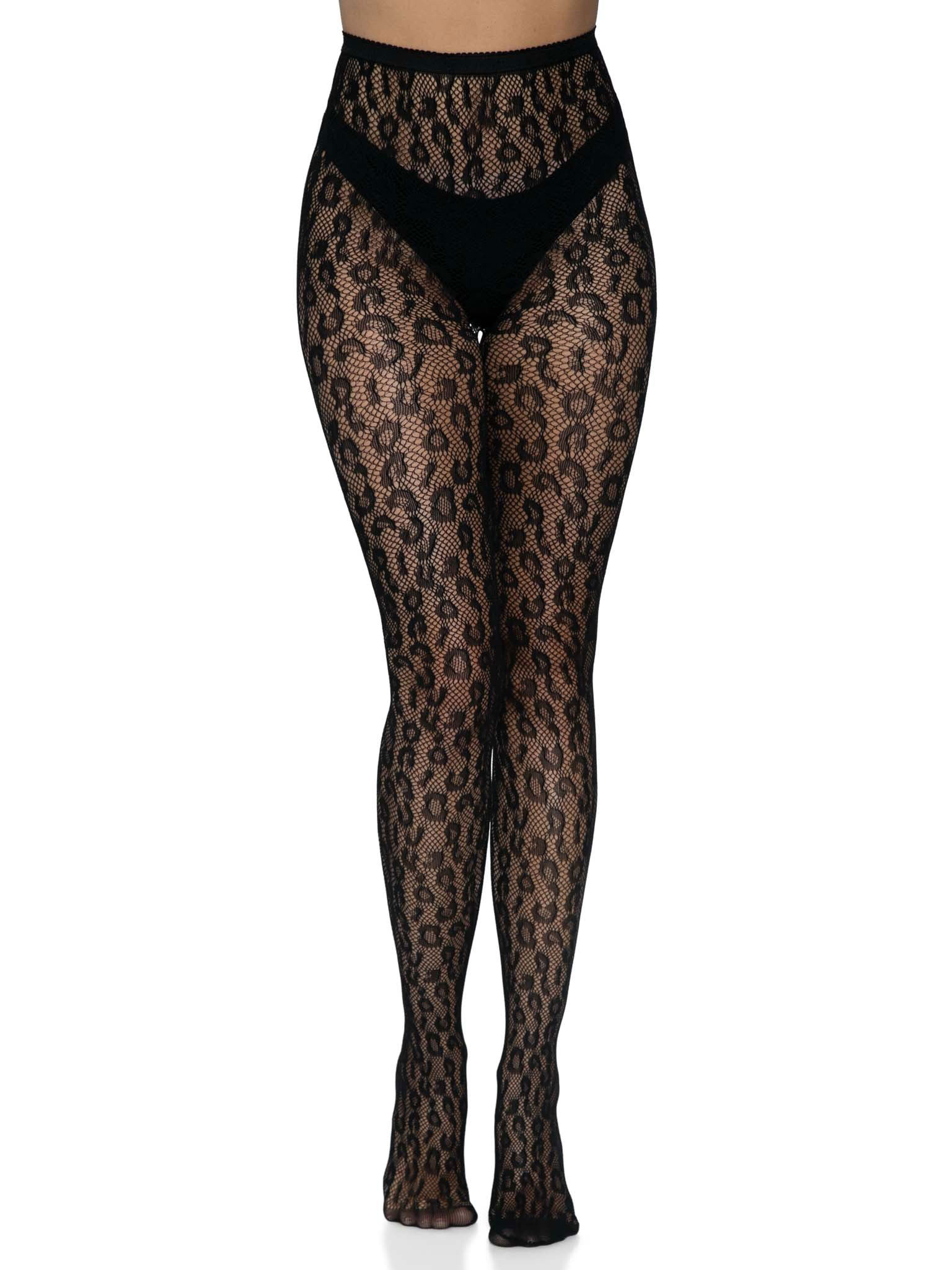 v8zsxMoyijOmYH9IDf3TgqjeZZCNnV69 Leopard Net Tights - One Size - Black - Image 1