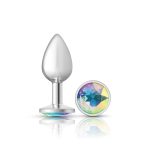 Clear Iridescent Round Gem Silver Metal Plug - Sm - Image 4