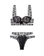 Not Your Bitch Lace Bra and Cutout Panty Set - Black - S/m - Image 5