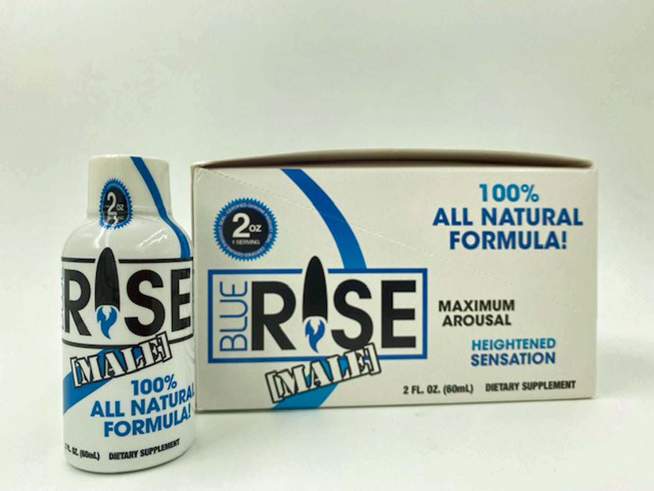 w3tfL4uFC7qUW3IuaXhCbjO4I3M64he9 Blue Rise Shot - 12 Liquid Bottle Male Sexual Enhancement Display - 2 Fl. Oz. - Image 1