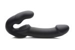 Evoke Rechargeable Vibrating Silicone Strapless Strap on - Black - Image 4