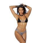 Lycra Bikini Top and Matching G-String - One Size - Black/white