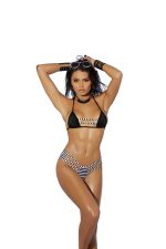 Lycra Bikini Top and Matching G-String - One Size - Black/white