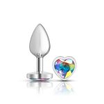 Clear Iridescent Heart Gem Silver Metal Plug - Sm - Image 3