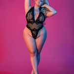 Sexy Time Deep Plunge Halter Teddy - Black - 1x-3x