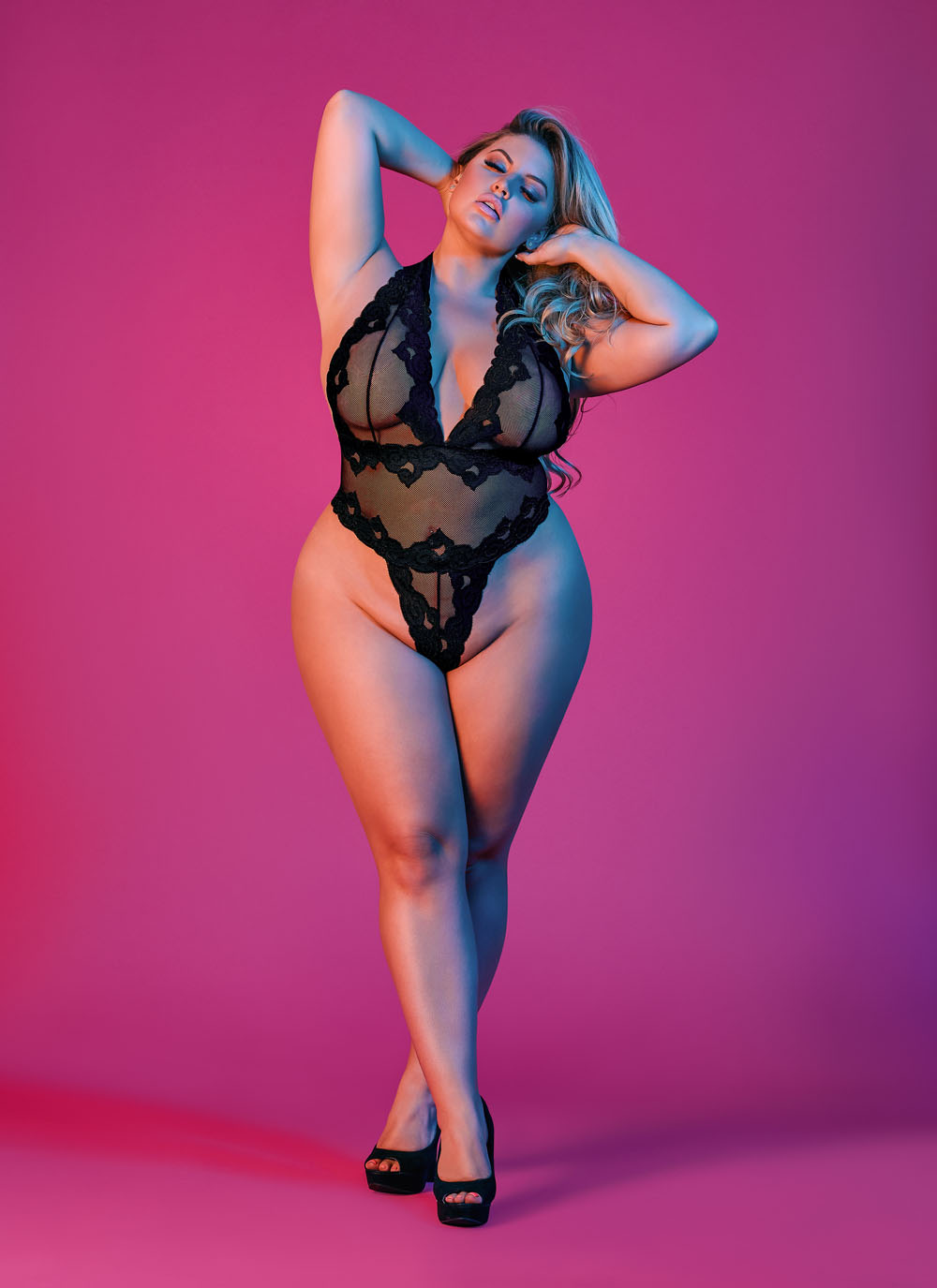 wPmU7XpCV01xLFfBKOmPgifduS35LjUT Sexy Time Deep Plunge Halter Teddy - Black - 1x-3x - Image 1