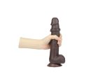 Real Skin 8" Dual Layer Dildo - Dark Brown - Image 6