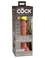 King Cock Elite 6 Inch Vibrating Silicone Dual Silicone Dual Density Cock - Tan - Image 2