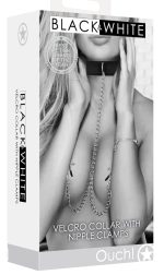 Velcro Collar With Nipple Clamps - Black